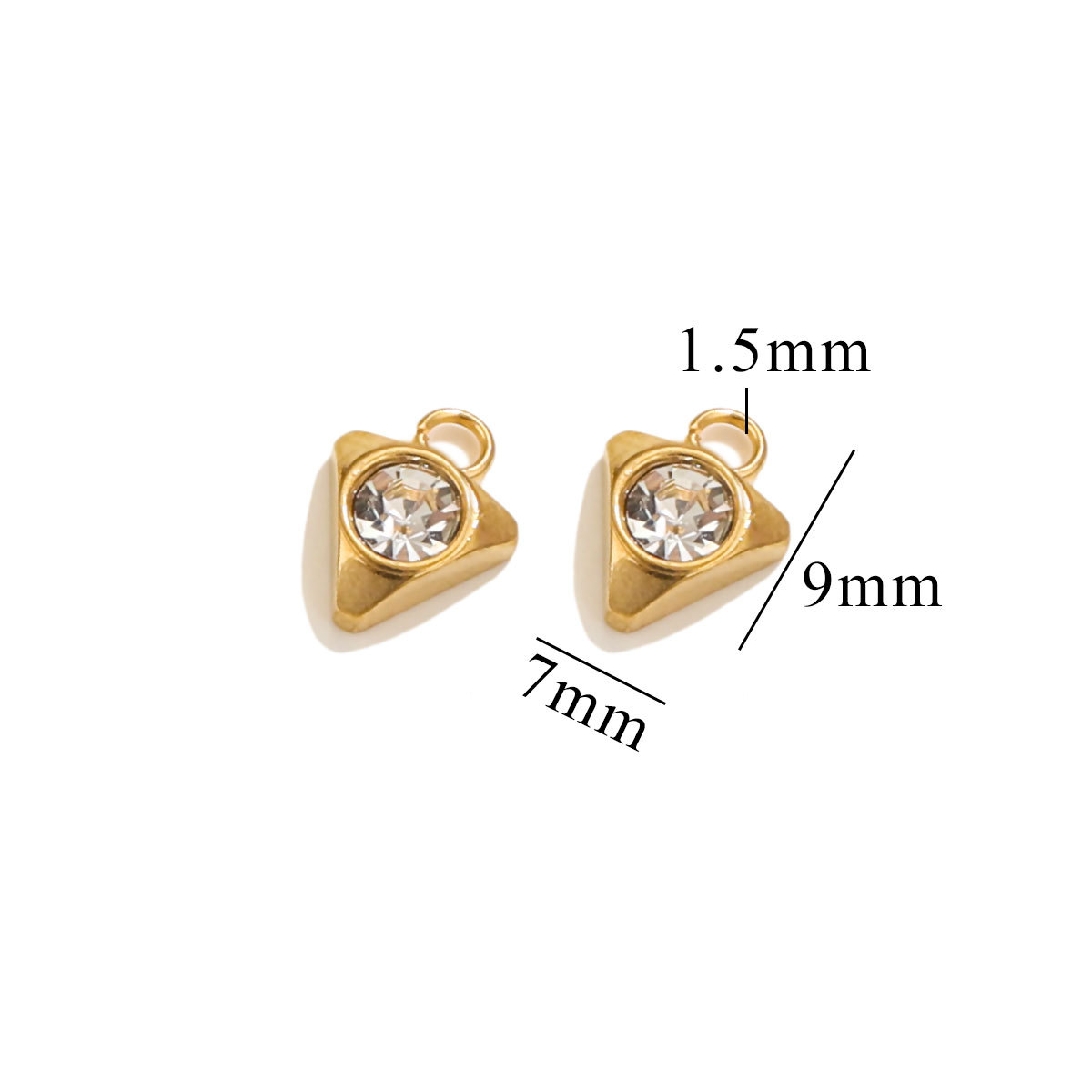 Gold color / 1 Piece Fashionable Simple Style Triangle Shape Stainless Steel  Gold Color Inlay Zircon Women's Pendant Picture10